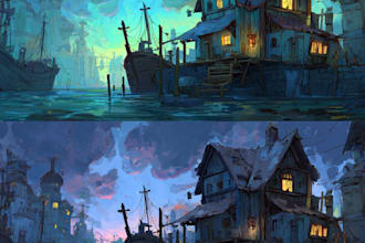 environment concept art for cartoons and games