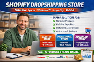 create shopify dropshipping store via saleshoo syncee wholesale2b importify doba