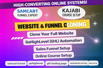 develop samcart funnel, ghl landing page, clone  samcart gohighlevel leadpages
