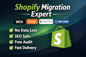 migrate oscommerce, etsy, wix, shift4shop store to shopify without loss data