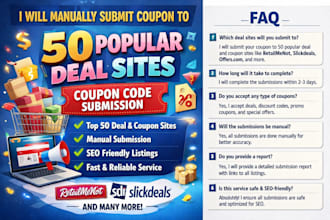 manually submit coupon to 50 popular deal sites coupon code submission