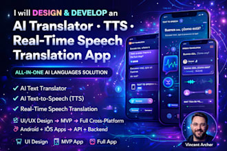 develop ai translator, text to speech, real time speech translation app
