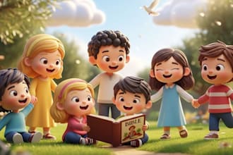 illustrate bible themed christian watercolor whimsical children story books