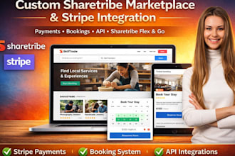 custom sharetribe marketplace stripe intergration booking, custom intergration