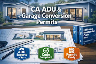 create adu and garage conversion permit drawings in california