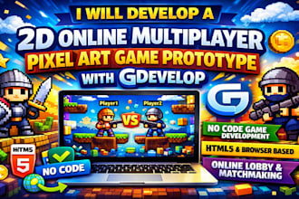 develop 2d game online multiplayer game pixel art game prototype with gdevelop