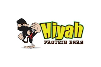 make t shirt or ninja themed logo for a protein bar for kids