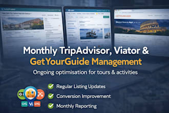 manage and optimise your tripadvisor and viator listings monthly