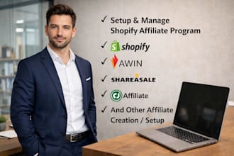 setup and manage shopify affiliate program, awin, shareasale