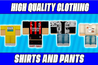design custom roblox clothing shirt, merch and pants for you