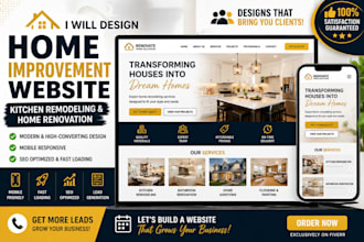 design home improvement website kitchen remodeling home renovation landing page