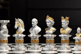 create 3d fantasy knight chess piece, crusades,3d chess figure, medieval castles