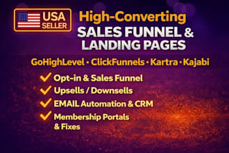 design sales funnel gohighlevel landing page clickfunnels kartra kajabi website