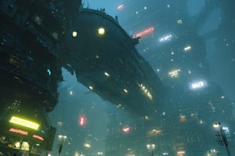 do cyberpunk sci fi futuristic city illustration