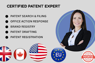patent search and check, patent writing, design and utility patent filing