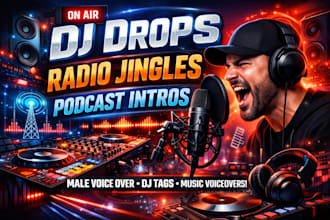 dj drops radio jingles podcast intros  male tags male voice over djing dj music