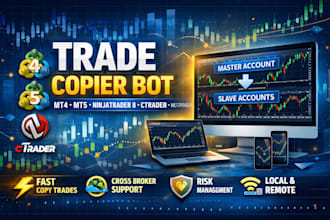 develop a custom trade copier bot for mt4, mt5, mql4, mql5, ninjatrader8 ctrader