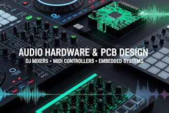 smart audio hardware, dj mixer, usb midi studio hardware pa systems pcb design