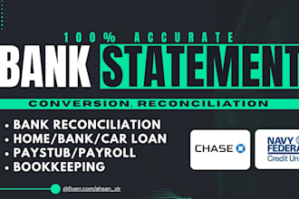 bank statement conversion PDF to editable format, reconcile