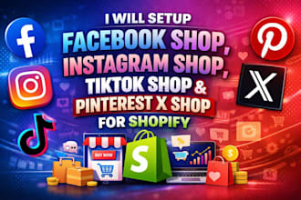 setup facebook shop instagram shop tiktok shop and pinterest x shop for shopify