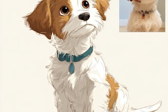 draw a awesome pet portrait into cute disney style