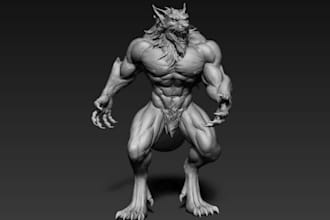 sculpt 3d realistic creature,fantasy statue,horror creature,3d mythical figures