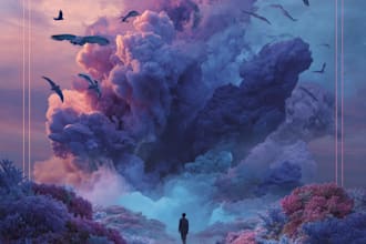 make a dreamy surreal or fantasy music album cover