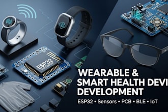 wearable health device, smart ring, glasses, band, clothing, esp32, pcbs sensors