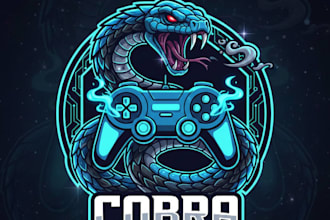 design a fierce and powerful snake gaming logo for your brand