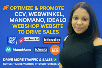 optimize or promote ccv webwinkel manomano idealo webshop website to drive sales