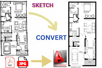 convert pdf image sketches into accurate scaled autocad dwg