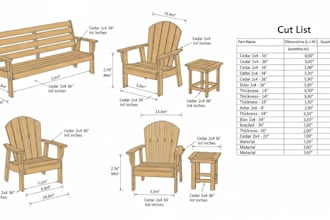design outdoor furniture for DIY woodworking with detailed cut list