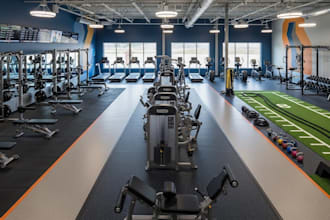 design efficient gym interiors optimized for equipment layout and user flow