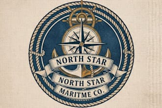 do custom high quality nautical logo with t shirt design