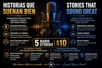 create short radio style music stories and song intros
