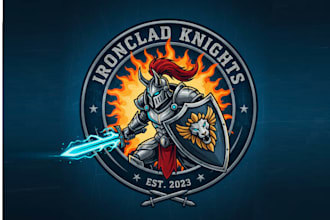 do high quality knight warrior mascot logo with t shirt design