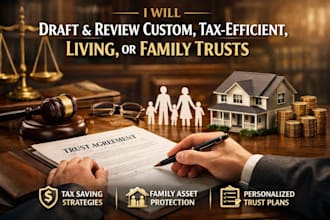 draft a custom, tax efficient, living, family trust for estate, asset protection