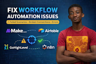fix make com scenarios, airtable, gohighlevel and n8n workflow automation issues