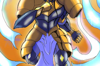 comic style character and mecha design
