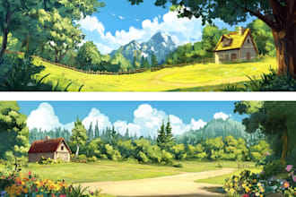 draw a game art illustration environment background