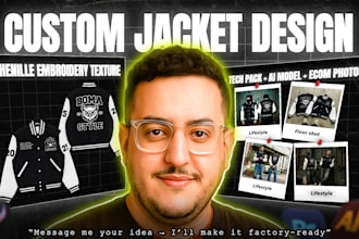 design a custom varsity jacket with chenille and embroidery patch graphics