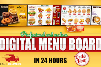 design digital menu board, food menu, restaurant menu design