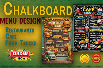 design a chalkboard menu for cafe restaurant food truck