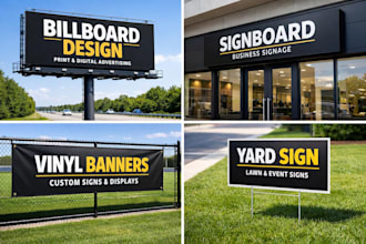 do billboard design, singage, yard sign, signboard and vinyl banner design