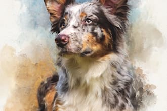 do watercolor pet portrait, dog portrait cat portrait