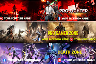 design gaming banner youtube cover banner design, gaming banner with pro