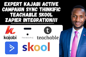 setup kajabi active campaign sync thinkific teachable skool zapier integration