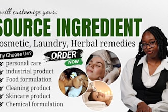 research, formulate, and source ingredients for your skincare, haircare product