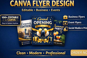 design editable canva flyers for business and events
