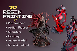 do 3d print and paint custom action figure anime model 3d mask with resin